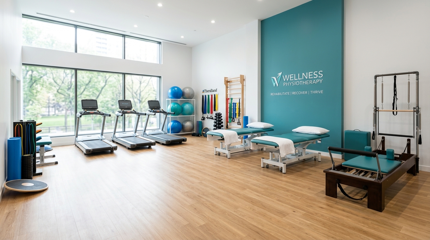 Sala de tratamento moderna da Clínica Vitalys com equipamentos de reabilitação
